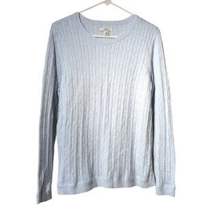 Croft & Barrow Light Blue Cable Crew Neck Pull Over Long Sleeve Sweater Sz XL